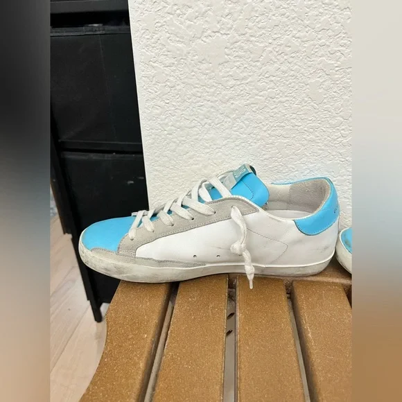 Blue, White & Gray Super-Star Golden Goose Sneakers - Picture 7 of 10